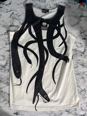 Fresh Hoods Snake Print Tank Top Black White Size M New with Tags